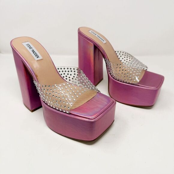 Steve Madden Ruby Pink Rhinestone Platform Crystal Pumps Size 10 - Picture 1 of 9